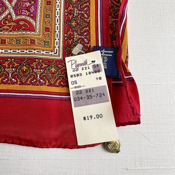 Honey Vintage Silk Scarf NWT Red Plum 10x50 - Picture 6 of 11